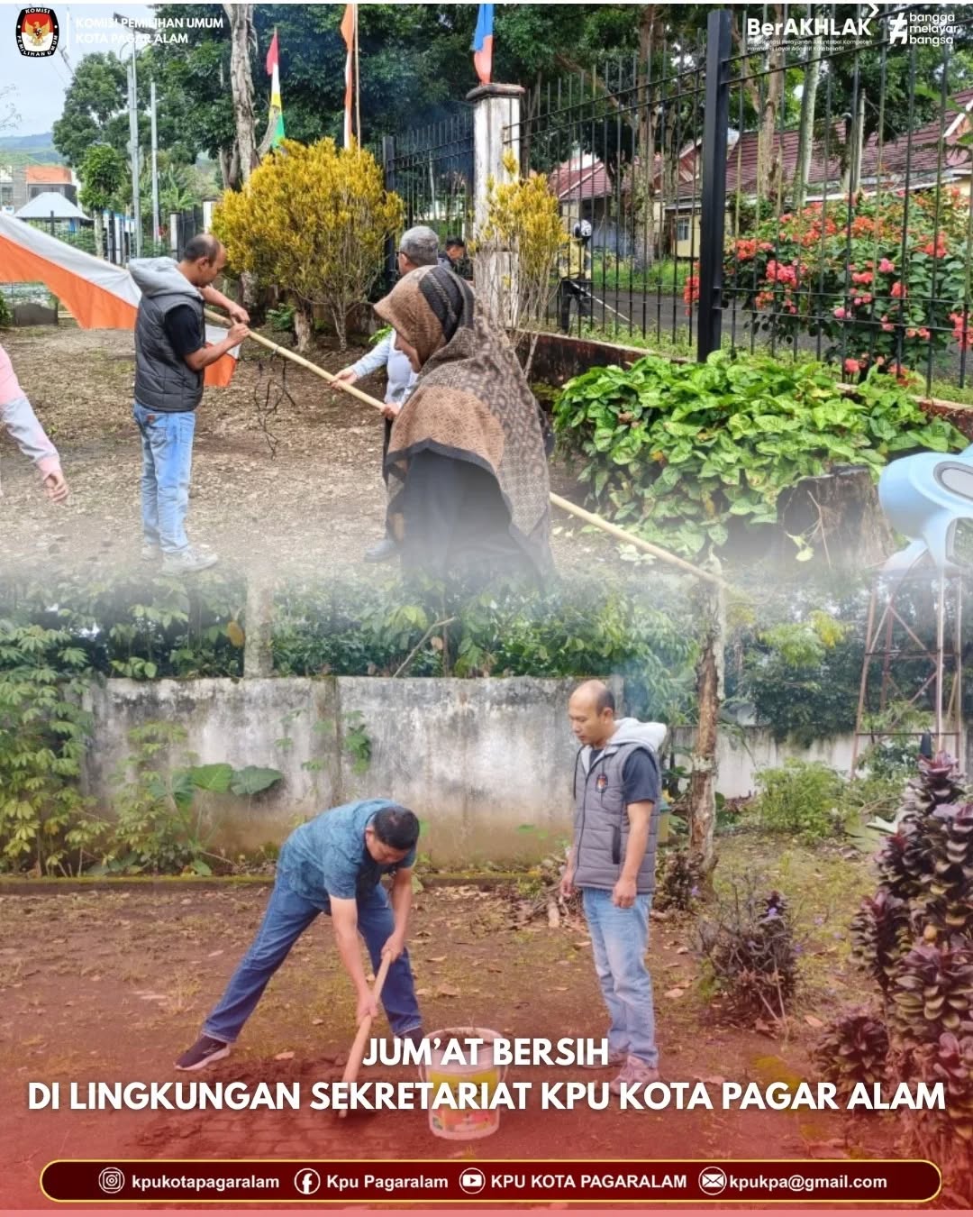 Jum'at 12 September 2025 Sekretariat KPU Kota Pagar Alam melakukan kegiatan bersih-bersih.